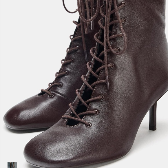 Zara Shoes - Zara Dark Brown Lace-Up Women's Boots
